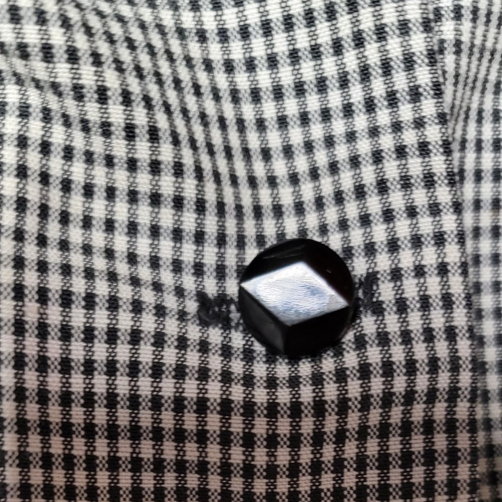 Women's Black and White Checkered Peplum Style Jacket or Blouse - Picture 2 of 16